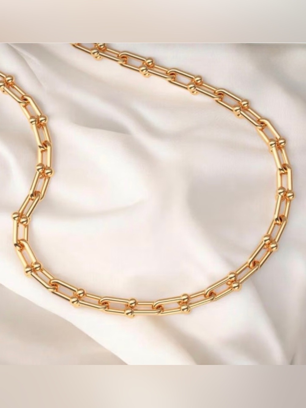 U Shape Graduated Gold Link Chain Necklace - Jewelry